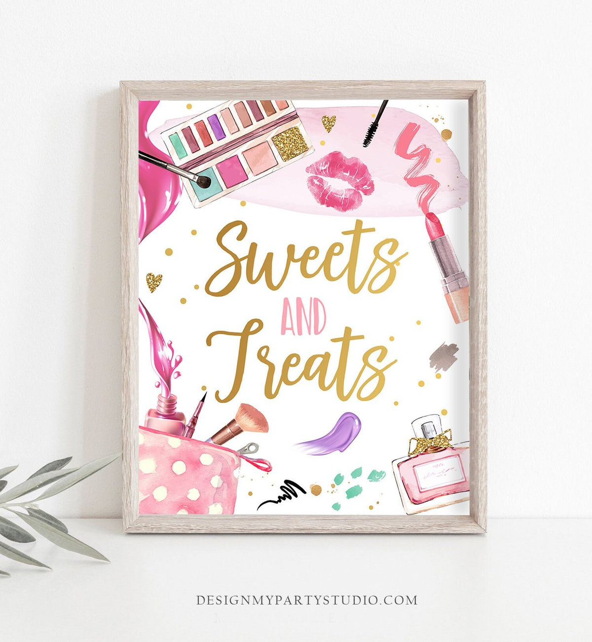 Spa Party Sign Spa Birthday Sign Makeup Party Sign Girl Sweets and Treats Sign Glitters and Glamour Table Decor Download Printable 0420