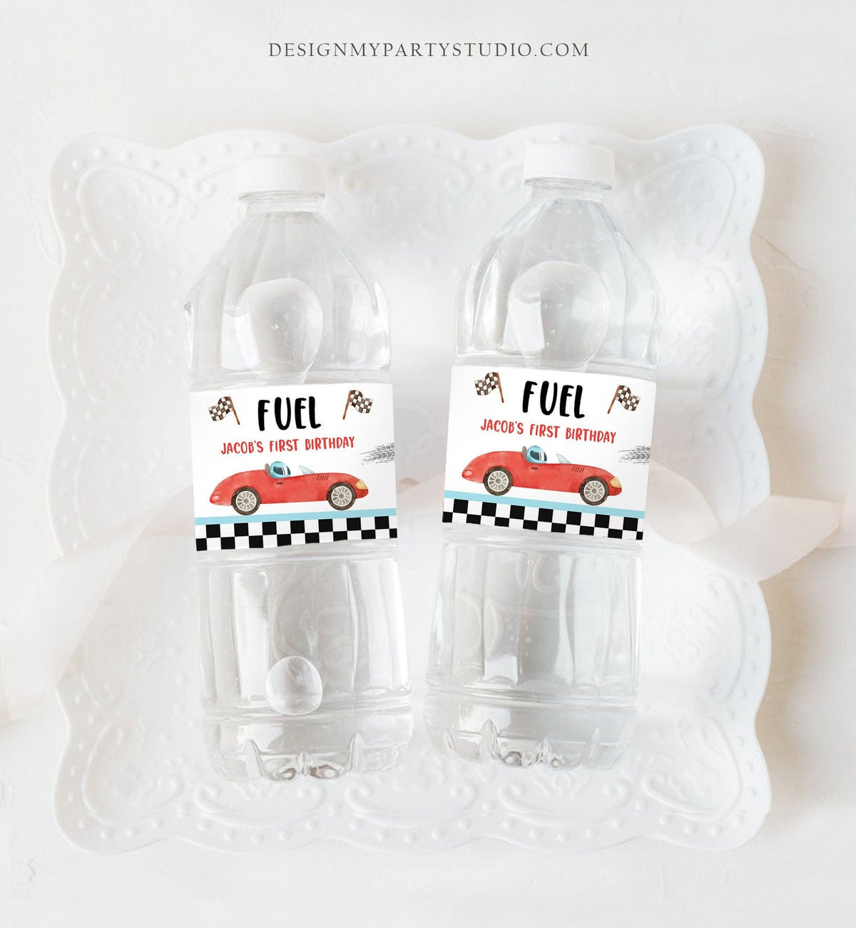 Editable Race Car Water Bottle Labels Race Car Birthday Party Fuel Racing Birthday Boy 2nd Two Download Printable Template Corjl 0424