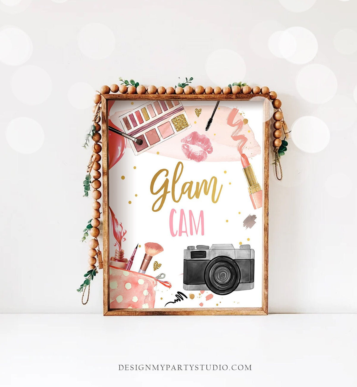 Spa Party Sign Spa Birthday Sign Makeup Party Sign Girl Glam Cam Sign Photo Booth Glamour Birthday Decor Table Decor Download Printable 0420