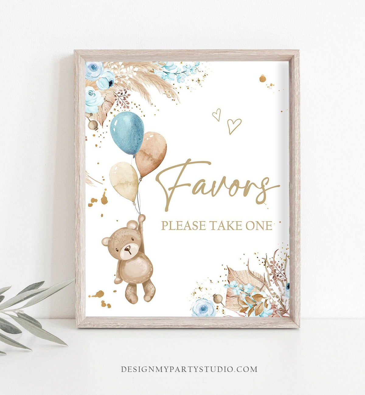 Favors Sign Boho Teddy Bear Baby Shower Sign Boho Baby Shower Favors Table Sign Treats Table Pampas Grass Decor Favors Gifts Printable 0421