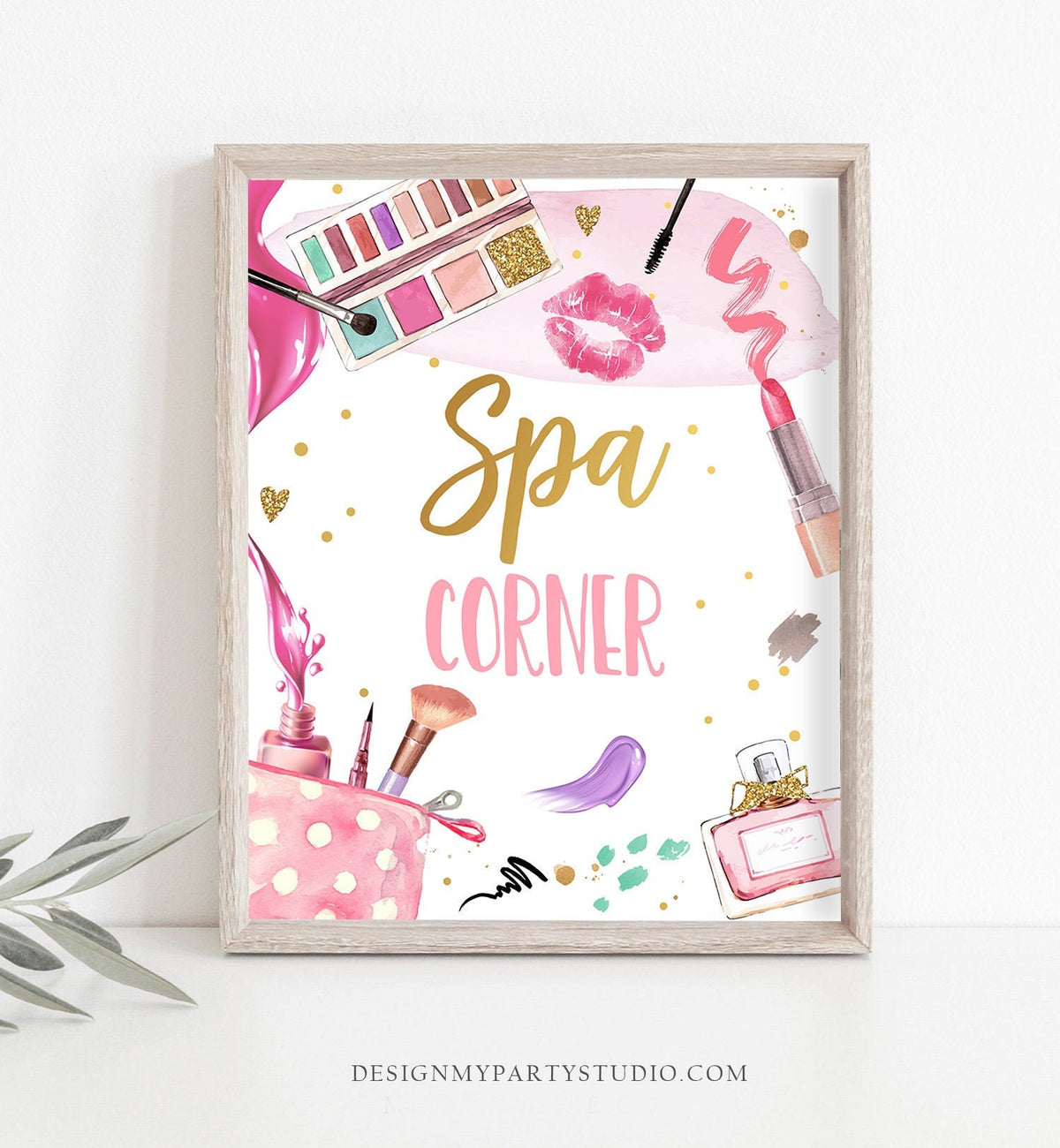 Spa Corner Sign Spa Party Sign Spa Birthday Sign Makeup Party Sign Girl Glitters Glamour Party Decor Pajama Party Download Printable 0420