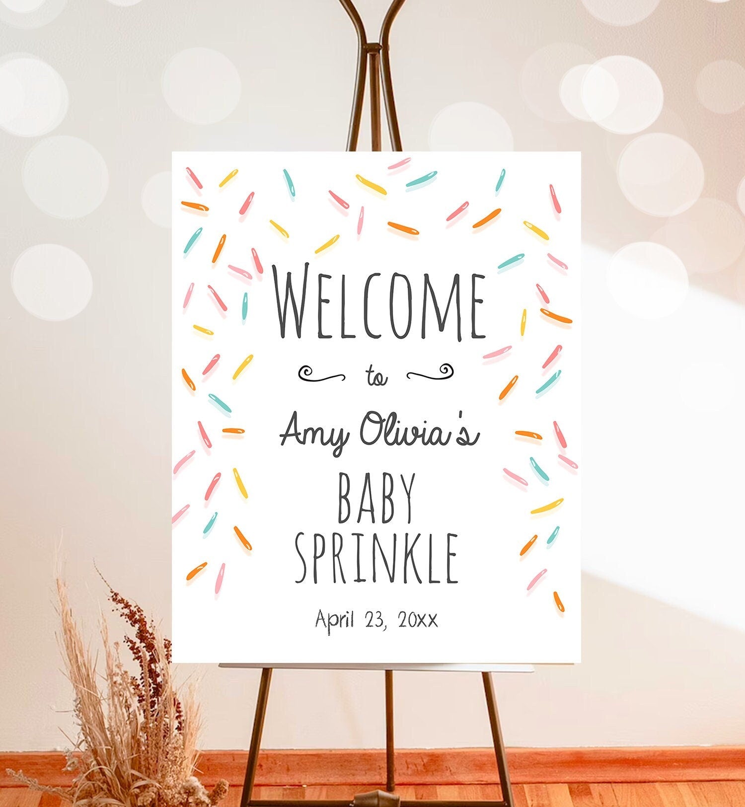 Editable Baby Sprinkle Welcome Sign Sprinkle Shower Gender Neutral Confetti Sprinkles Coed Shower Welcome Corjl Template Printable 0216