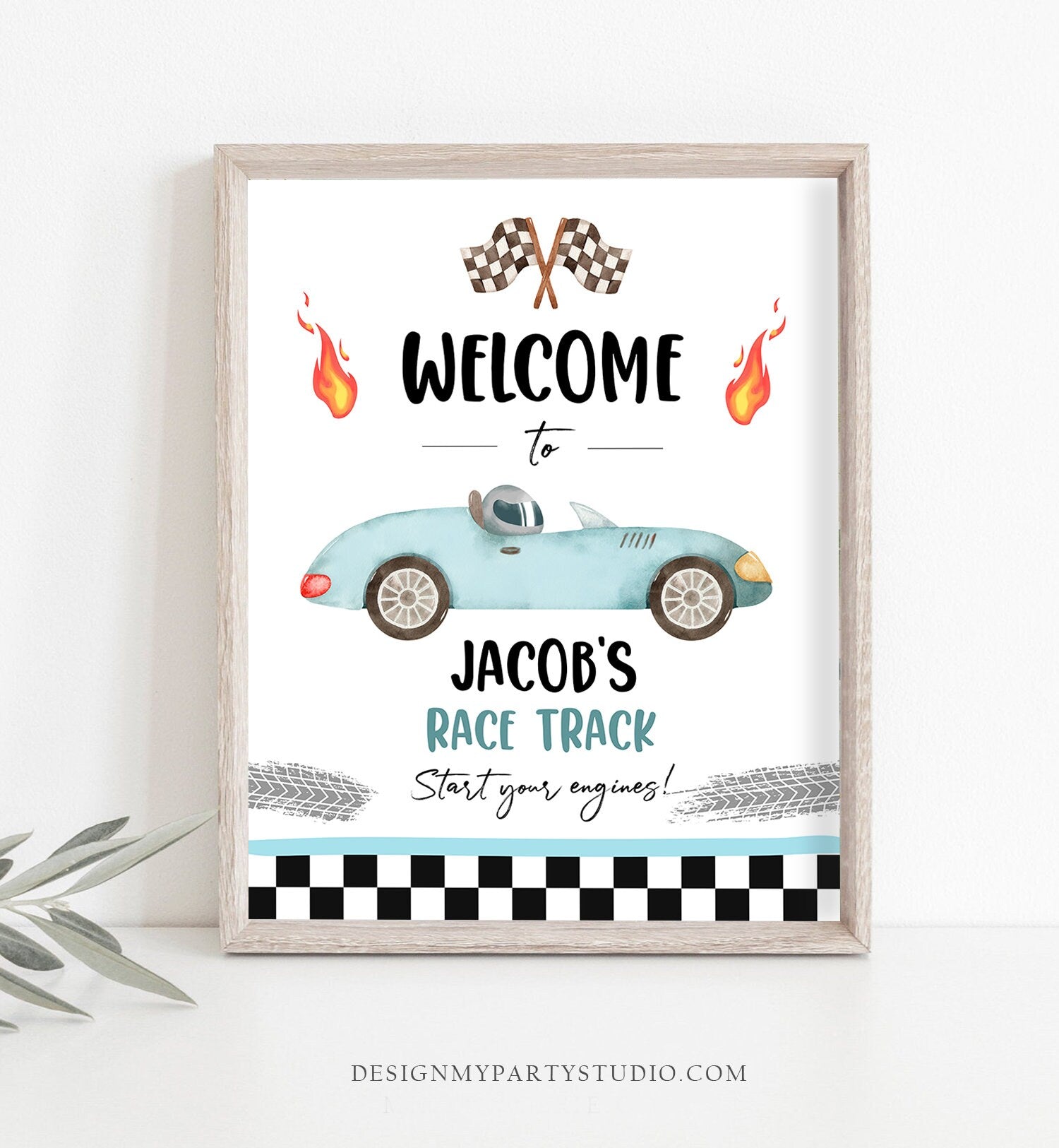 Editable Racing Birthday Welcome Sign Race Car Birthday Sign Growing Up Two Fast Two 2nd Birthday Boy Decor Template Corjl PRINTABLE 0424