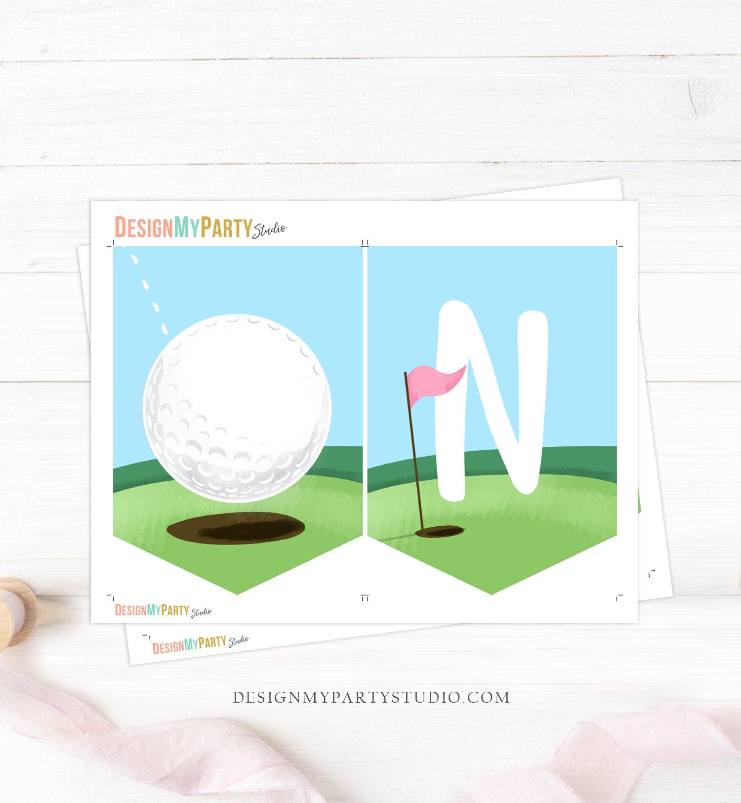 Golf High Chair Banner Hole in One 1st First Birthday Girl Pink High Chair ONE Banner Party Par-tee Golfing Download PRINTABLE Digital 0405