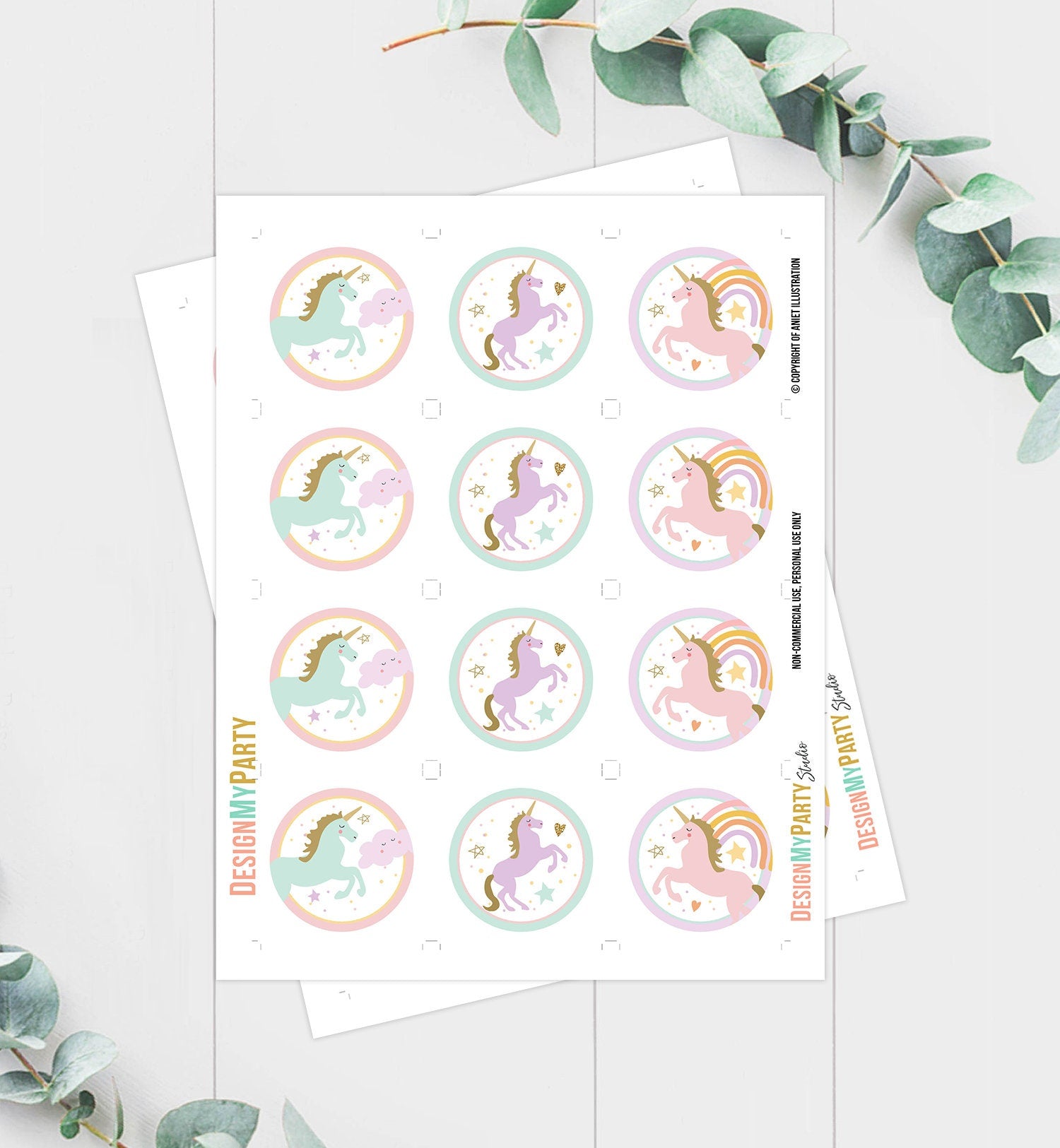 Unicorn Cupcake Toppers Unicorn Birthday Party Decoration Magical Pastel Unicorn Party Girl Rainbow Instant Download Digital PRINTABLE 0426