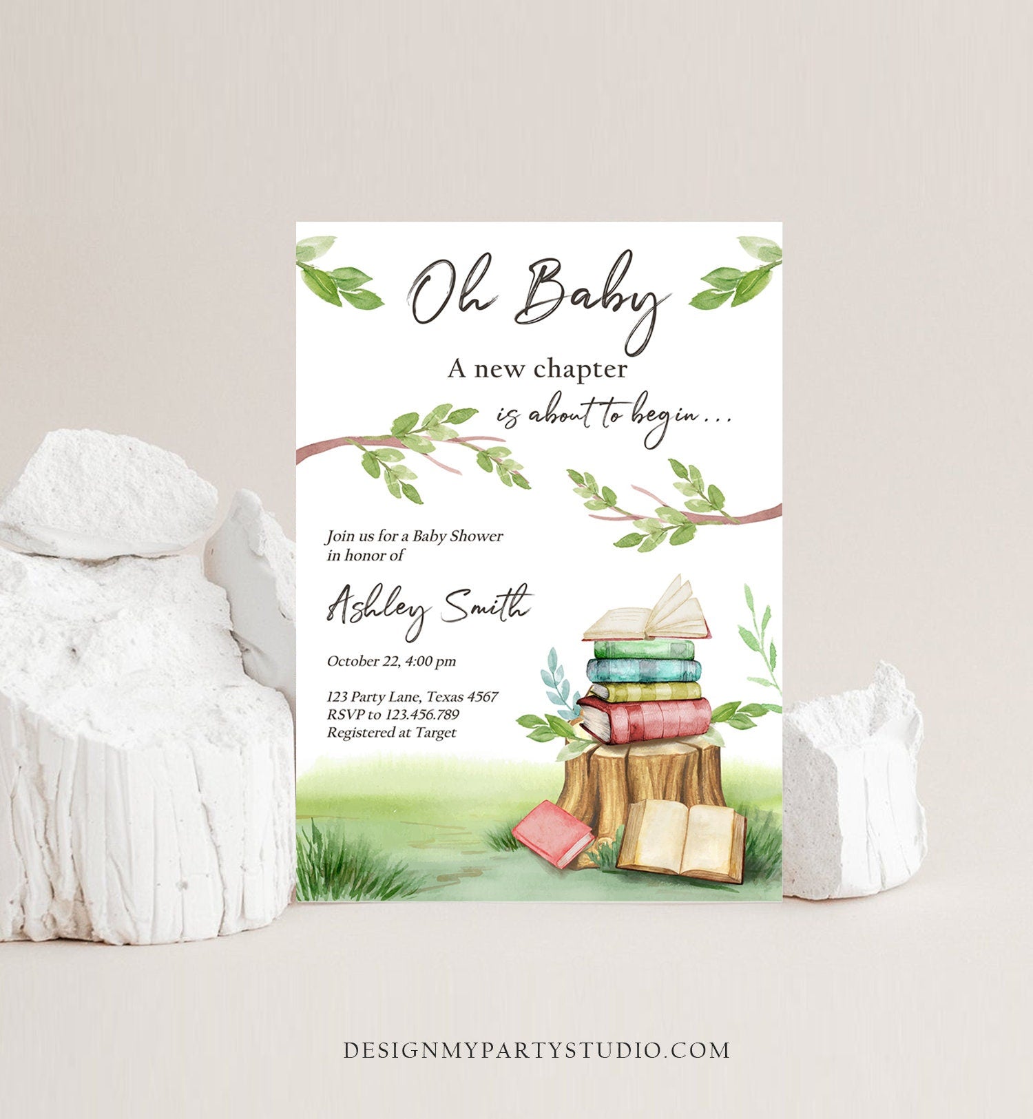 Editable Storybook Baby Shower Invitation Gender Neutral New Chapter Book Themed Baby Shower Invite Digital Template Download Evite 0427