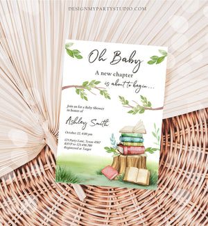 Editable Storybook Baby Shower Invitation Gender Neutral New Chapter Book Themed Baby Shower Invite Digital Template Download Corjl 0427