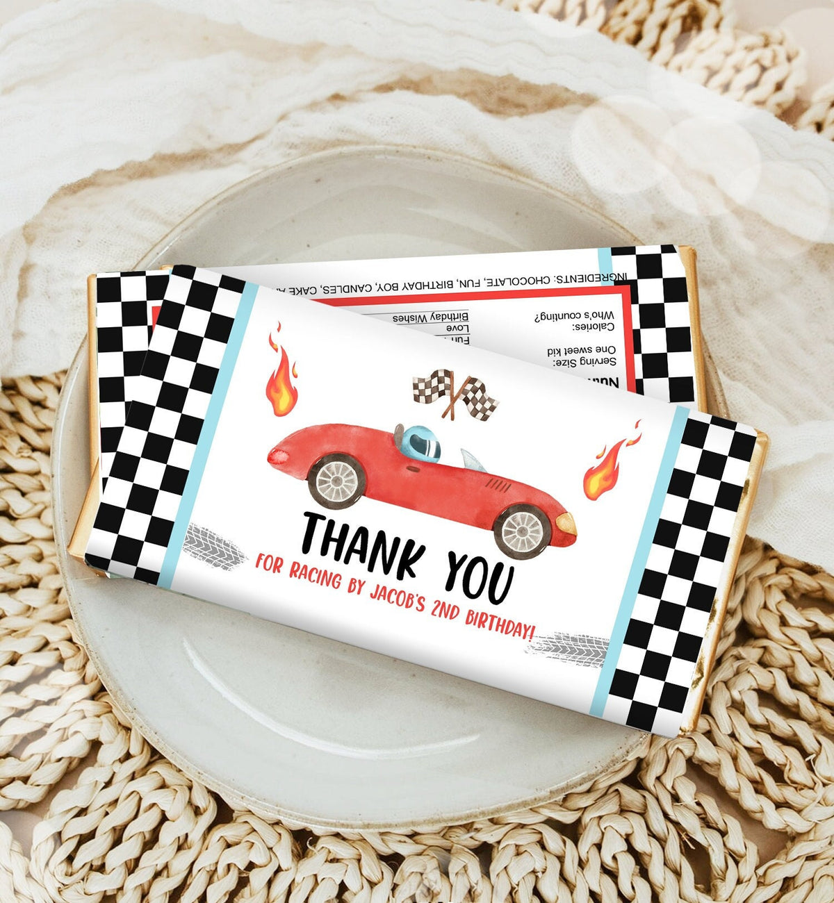 Editable Race Car Chocolate Bar Labels Candy Bar Wrapper Racing Birthday Boy Two Fast Party Race Car Download Corjl Template Printable 0424