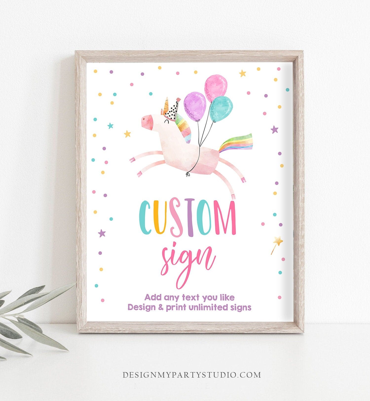 Editable Custom Sign Unicorn Sign Pink Unicorn Birthday Decorations Girl Magical Table Sign Rainbow Decoration 8x10 Download PRINTABLE 0336