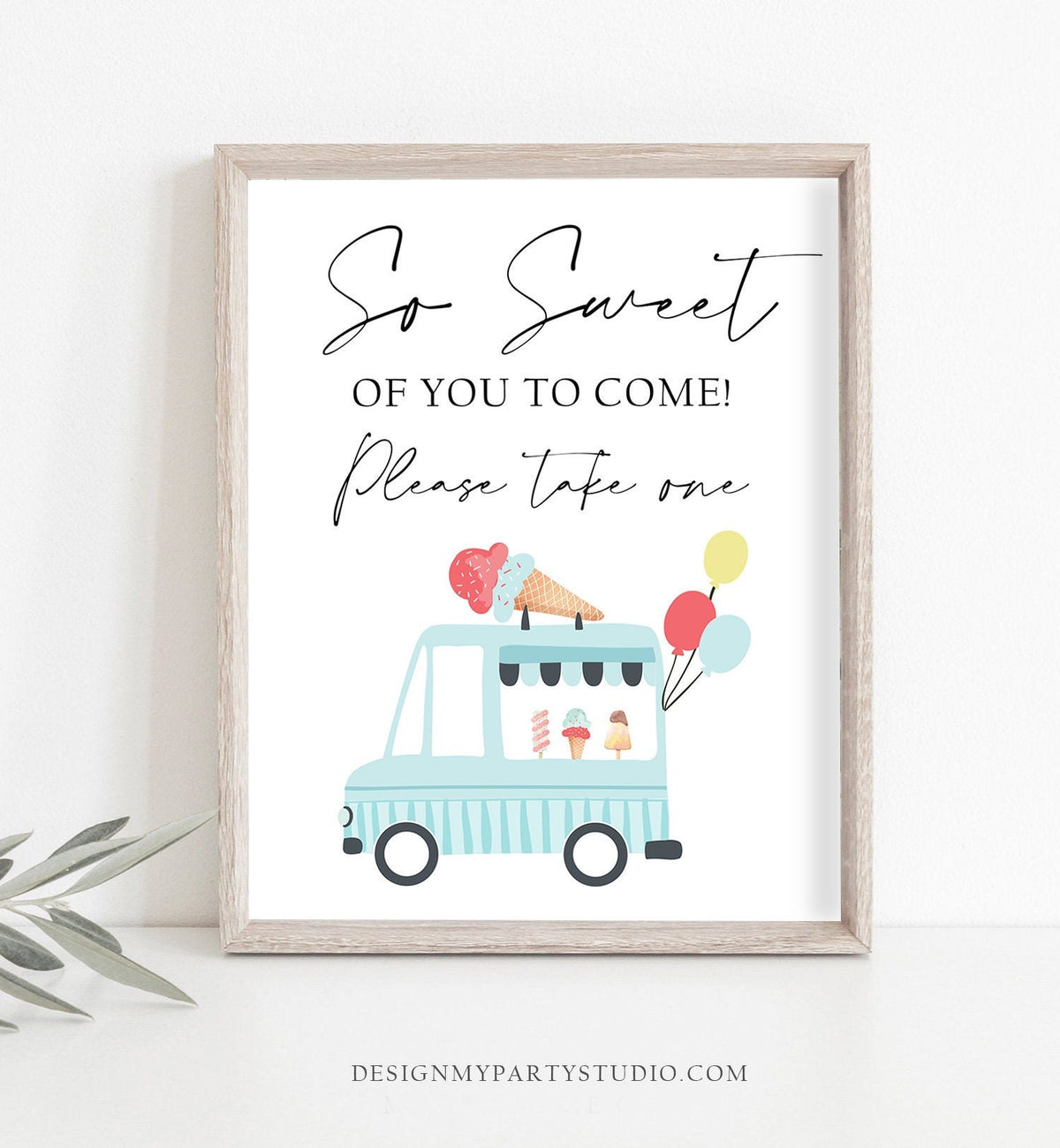 Ice Cream Birthday Sign Thank You Sign Ice Cream Favors Table Sign Heres The Scoop Truck Summer Boy Blue Instant Download Digital 0415