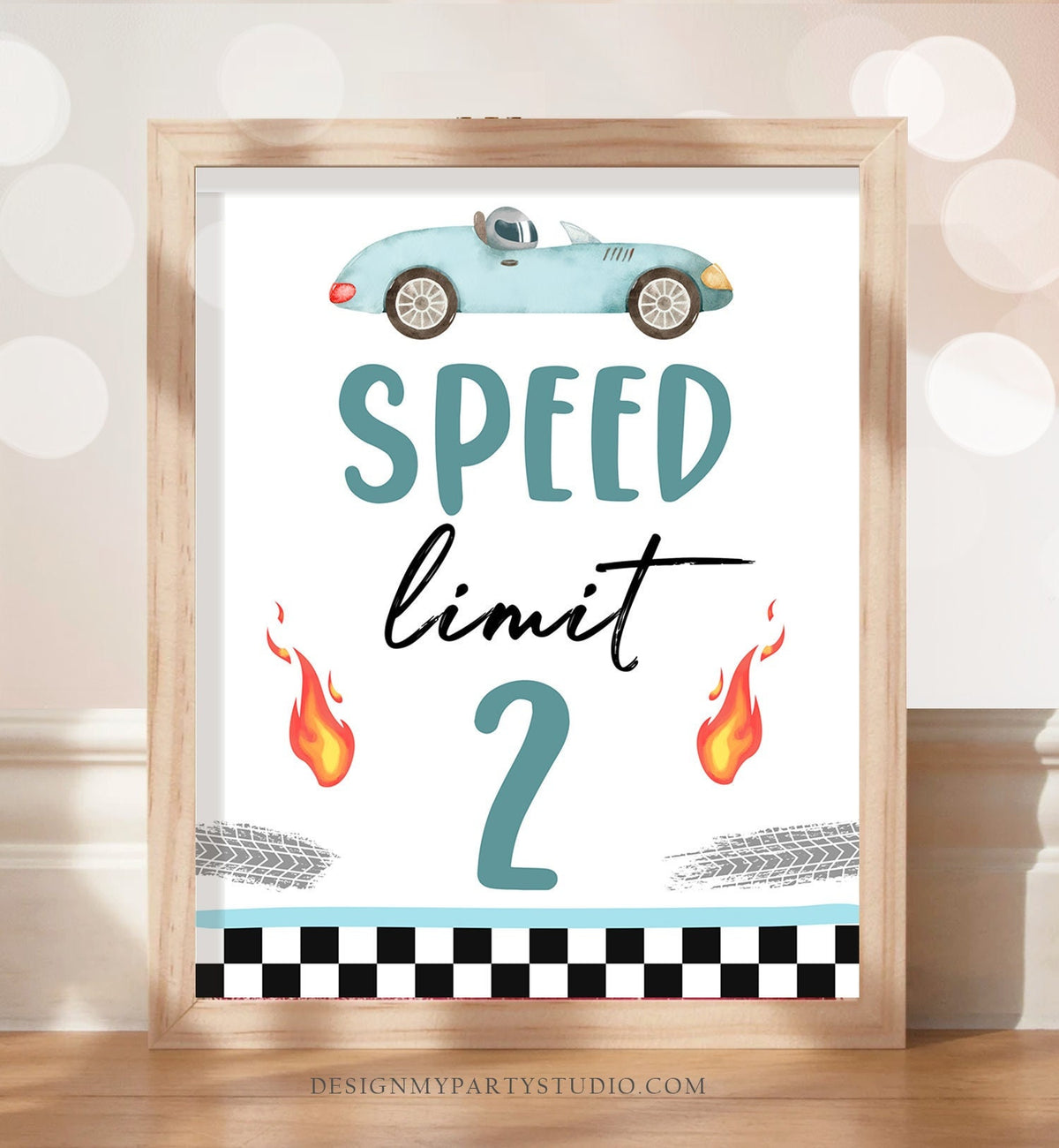 Speed Limit Race Car Sign Race Car Birthday Party Sign Growing Up Two Fast Birthday Car 2nd Track Decor Instant Download PRINTABLE 0424