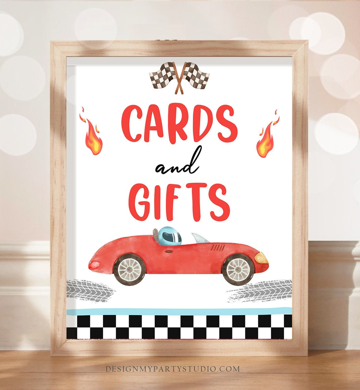 Cards and Gifts Sign Race Car Birthday Party Sign Growing Up Two Fast Birthday Race Car Decor Racing Red Boy Instant Download Printable 0424