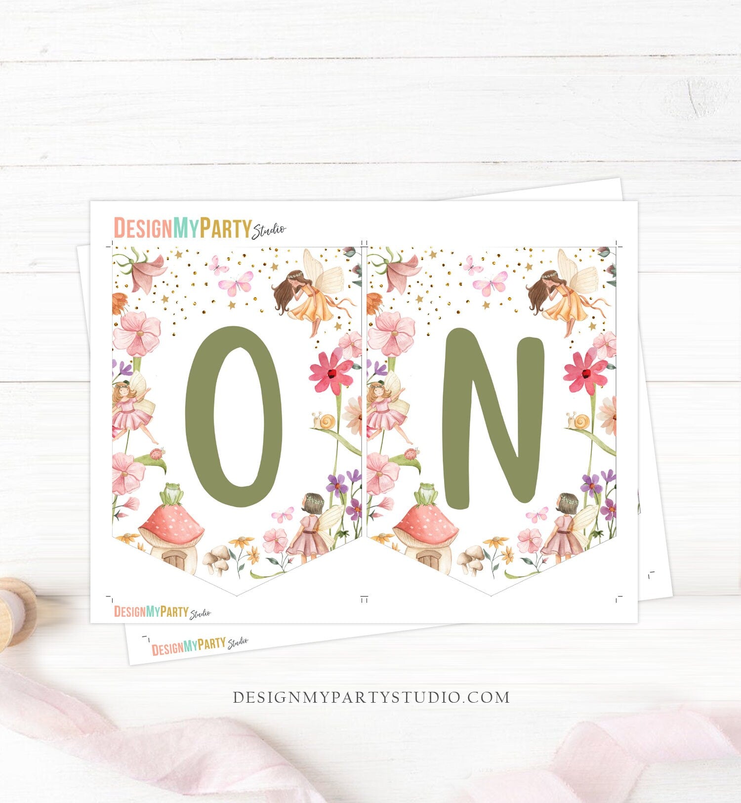 Fairy High Chair Banner Fairy First Birthday 1st First Birthday Pink High Chair Banner ONE Decor Fairy Garden Forest PRINTABLE Digital 0406