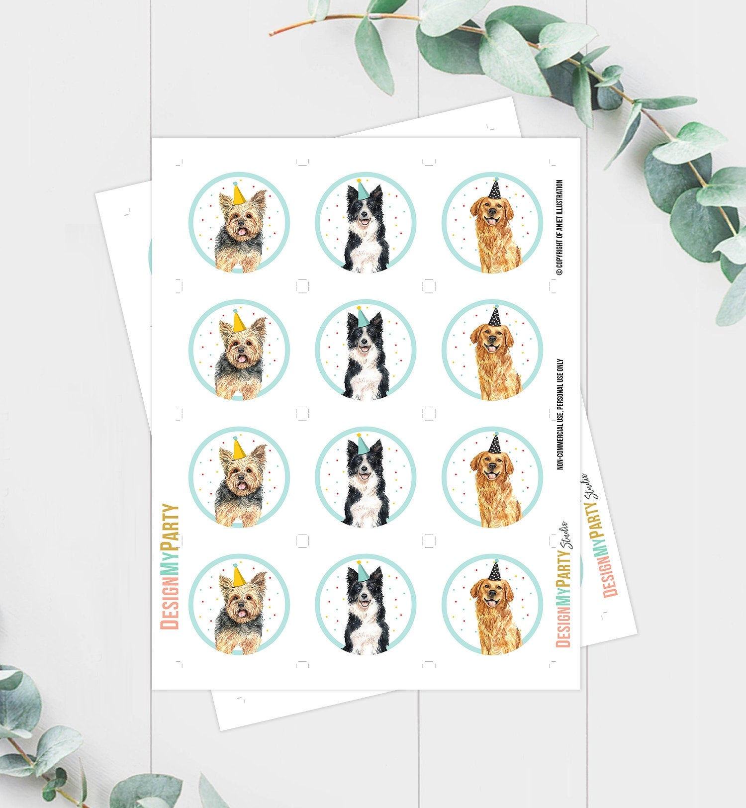 Puppy Dog Cupcake Toppers Puppy Favor Tags Puppy Birthday Dog Pink Girl Pet Birthday Party Pup Puppies Decor Download Digital PRINTABLE 0384