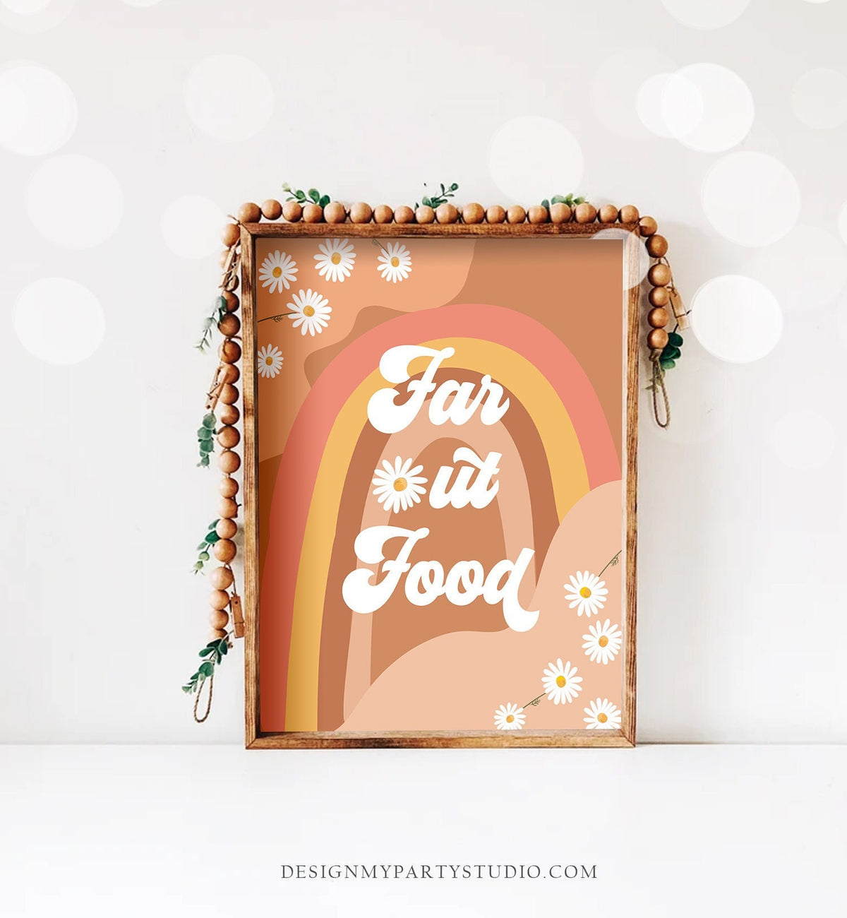 Far Out Food Sign Retro Daisy Birthday Party Groovy Floral 70&#39;s Birthday Party Decor Boho Flower Power Table Instant Download Printable 0428