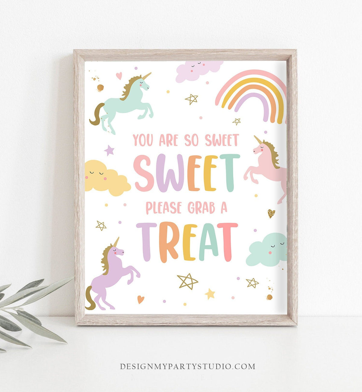 Take a Treat Sign Unicorn Birthday Party Sign Unicorn Party Sweet Table Sign Rainbow Pastel Unicorn Girl Download Digital Printable 0426