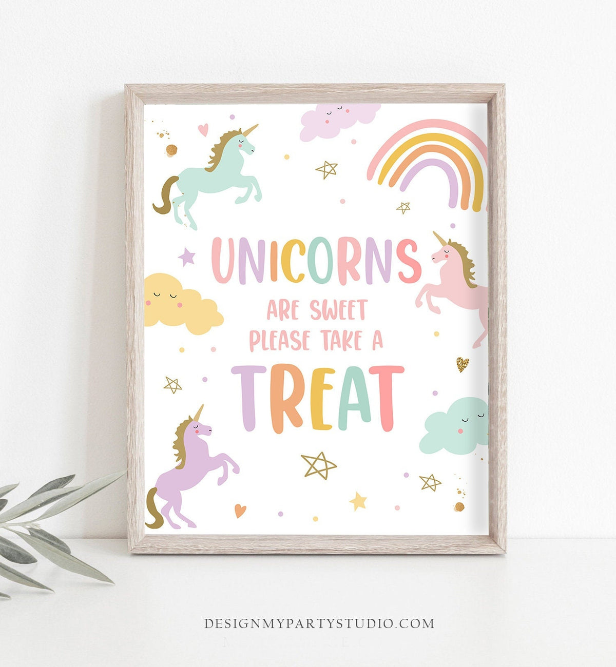 Unicorns Are Sweet Take a Treat Sign Unicorn Birthday Party Sign Unicorn Party Sweet Table Sign Rainbow Girl Download Digital Printable 0426