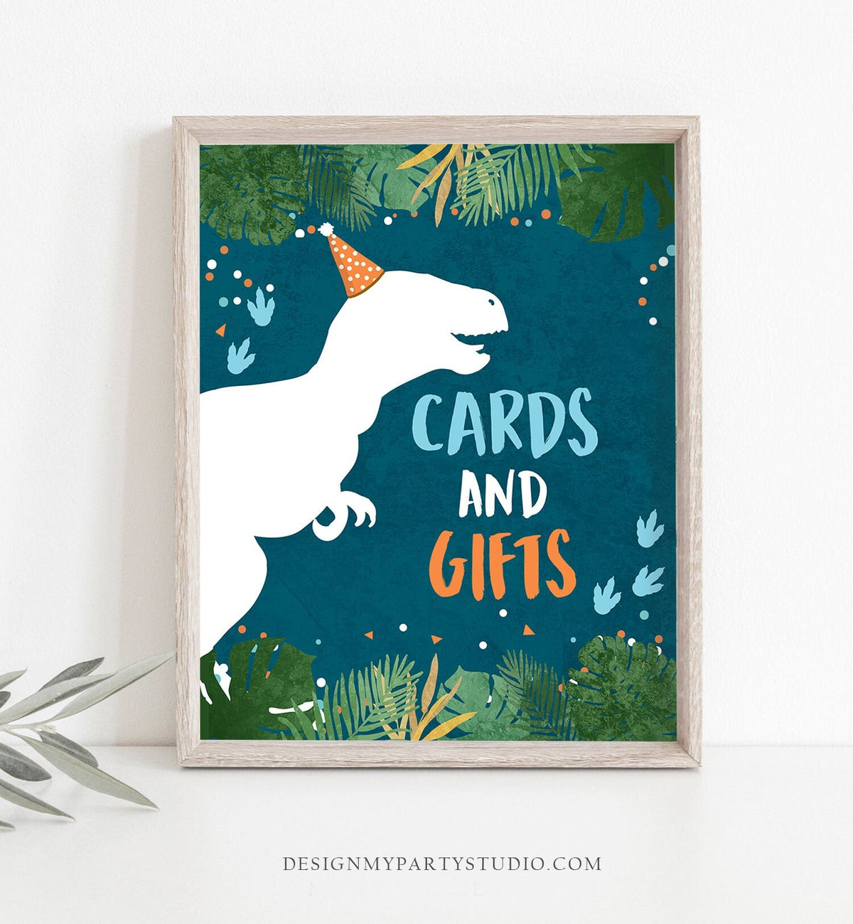 Cards and Gifts Dinosaur Birthday Sign Gifts Table Decor Dinosaur Birthday Dino Party Boy Prehistoric Navy T-Rex Table Sign Printable 0378