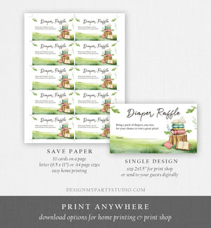 Editable Diaper Raffle Ticket Storybook Diaper Game Card Book Baby shower Gender Neutral Vintage Boy Download Template Corjl PRINTABLE 0427