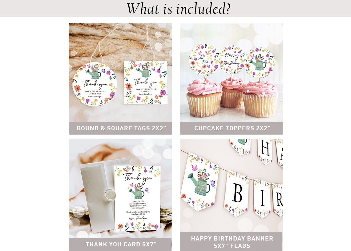 Wildflower Birthday Invitation Bundle Little Wildflower Birthday Party Decor Girl 1st Garden Party Butterfly Printable Digital Template 0396