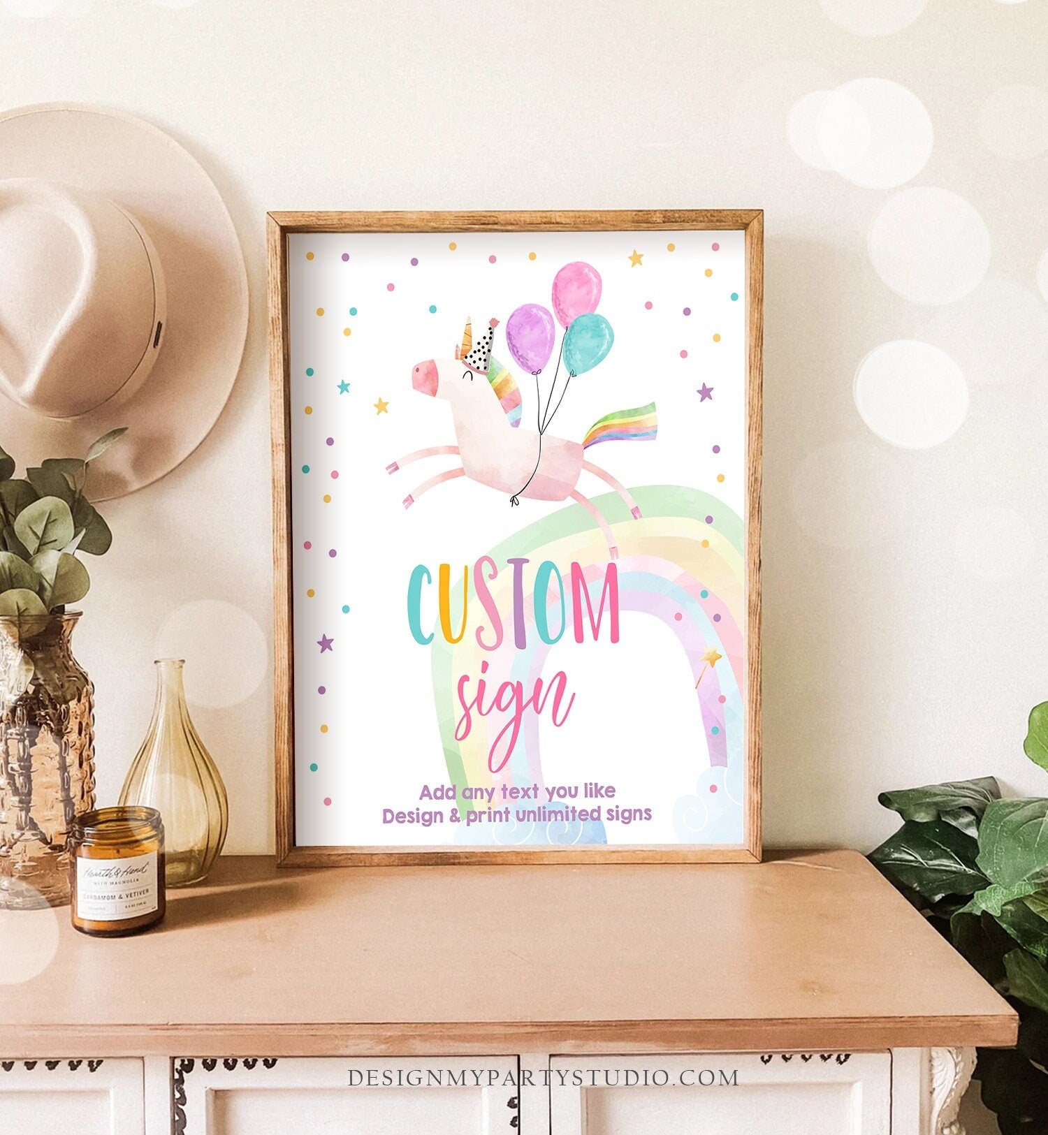 Editable Custom Sign Unicorn Sign Pink Unicorn Birthday Decorations Girl Magical Table Sign Rainbow Decoration 8x10 Download PRINTABLE 0336