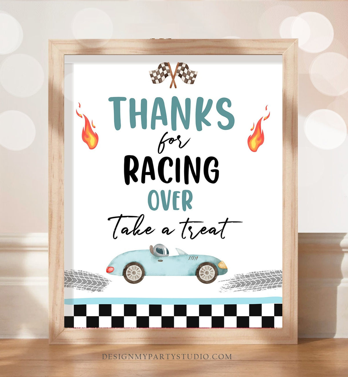 Race Car Birthday Party Favor Sign Race Car Party Thank You Sign Growing Up Two Fast Party Decorations Boy Digital Download Printable 0424