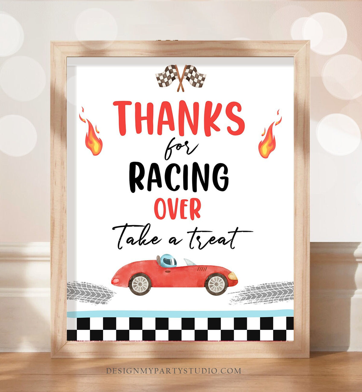 Race Car Birthday Party Favor Sign Race Car Party Thank You Sign Growing Up Two Fast Party Decorations Treat Instant Download Printable 0424