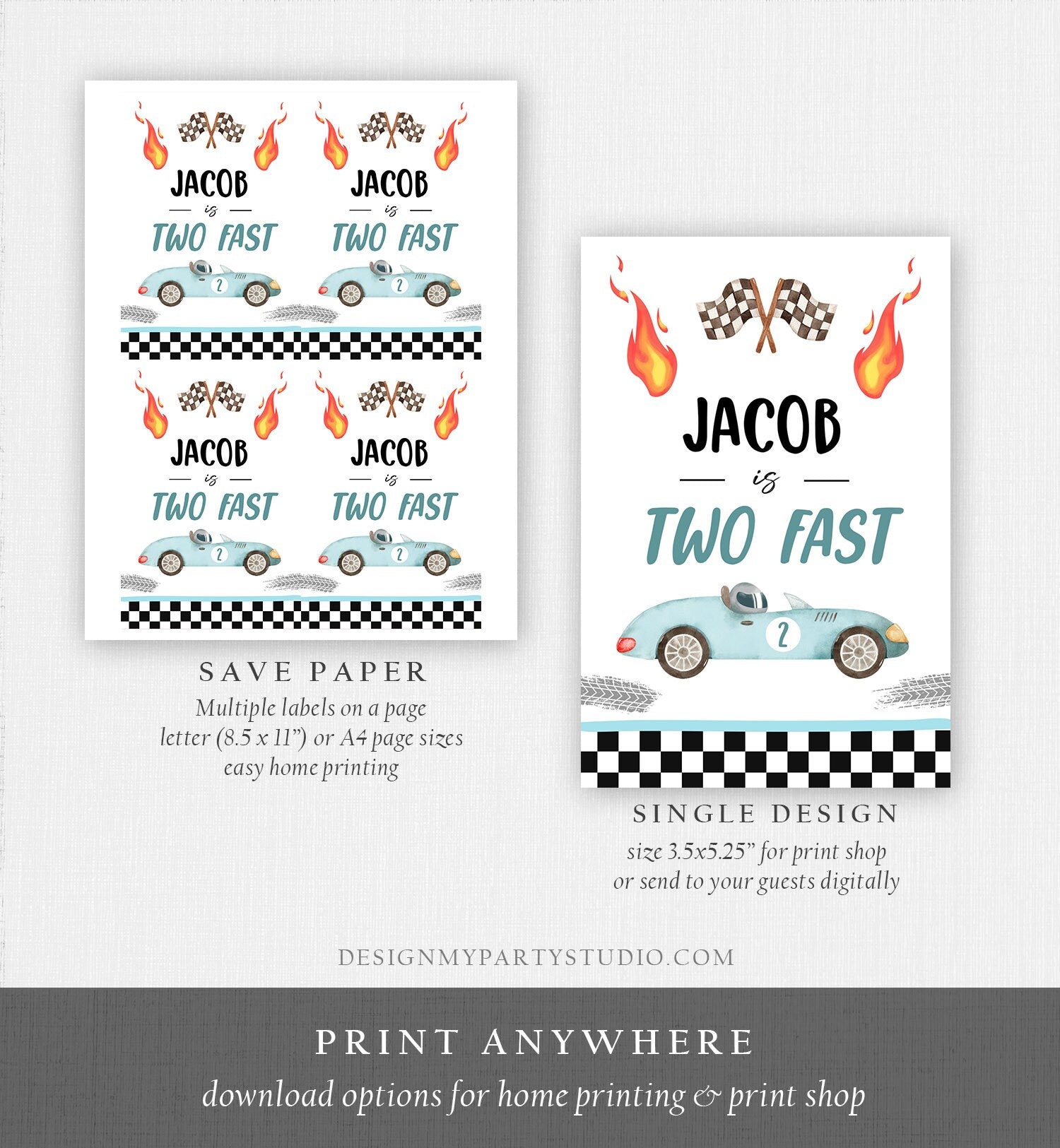 Editable Two Fast Juice Pouch Label Juice Favors Race Car Birthday Boy Growing Up Two Fast Blue Digital Download Template Printable 0424