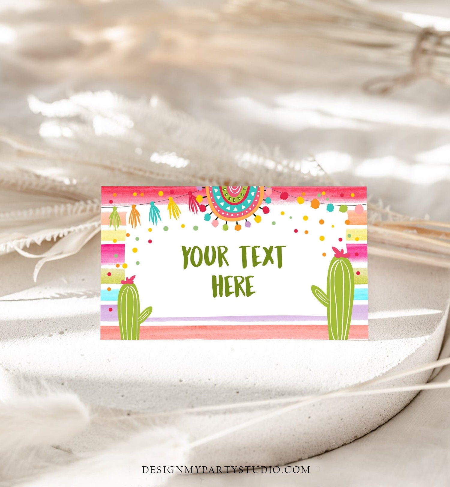 Editable Fiesta Cactus Food Labels Fiesta Party Place Card Tent Card Birthday Baby Shower Mexican Fiesta TwosDay Template Printable 0134