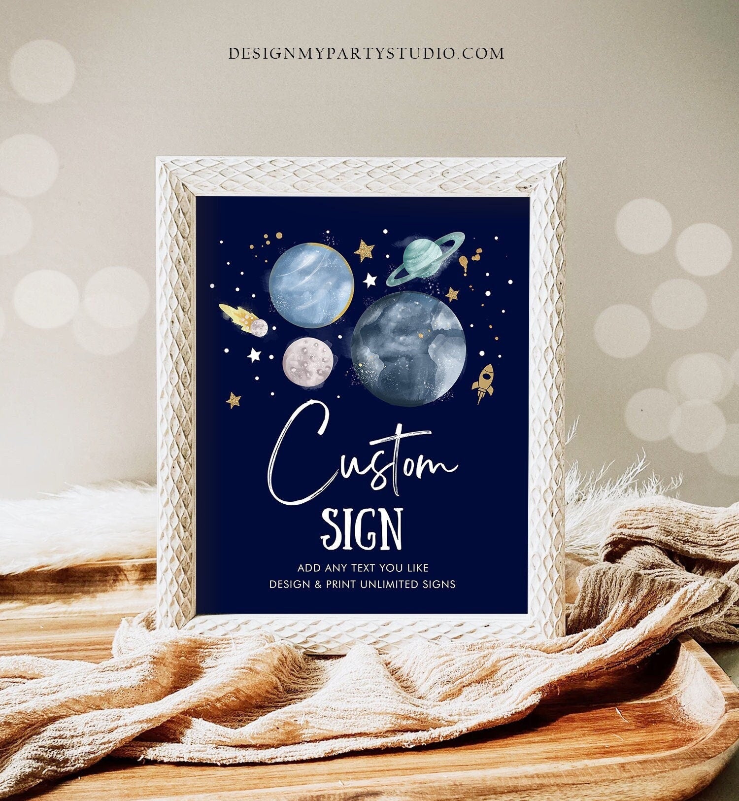 Editable Custom Sign Space Birthday Sign Galaxy Birthday Outer Space Party Decor Boy Astronaut Planets 8x10 Instant Download PRINTABLE 0357