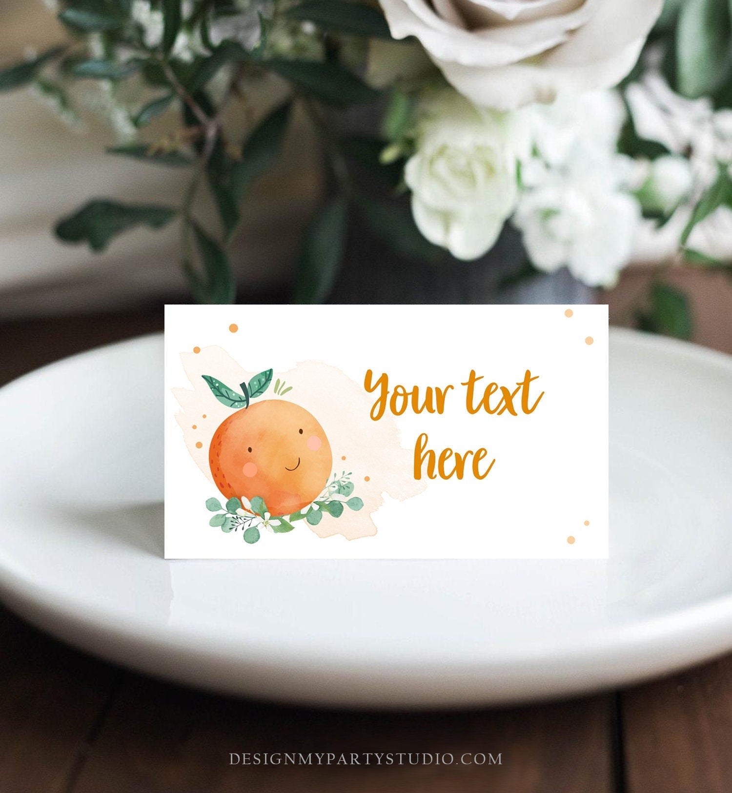 Editable Little Cutie Food Labels Cutie Place Card Tent Card Folded Cutie Baby Shower Decor Clementine Orange Printable Corjl Template 0430