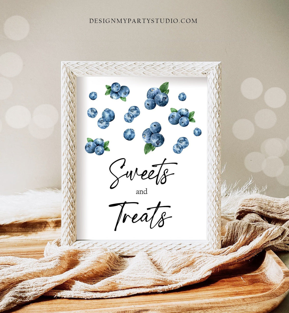 Sweets and Treats Sign Berry First Birthday Blueberry Sign Boy 1st Birthday Fruit Farmers Market Blueberries Table Sign Decor Printable 0399