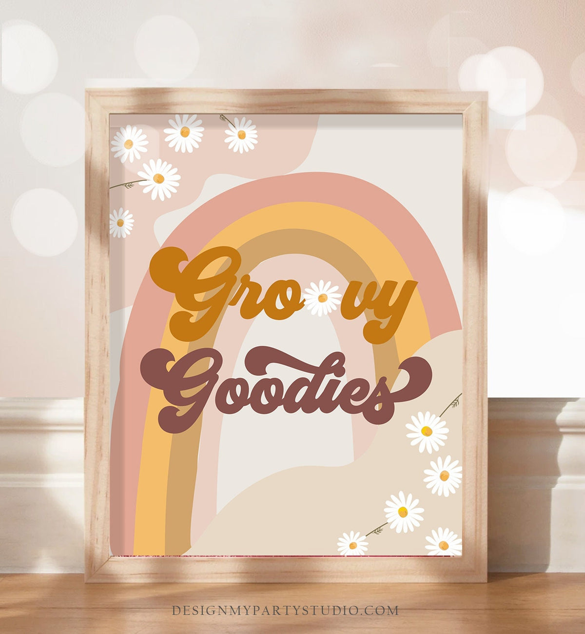 Retro Daisy Birthday Party Groovy Goodies Sign Groovy Floral 70&#39;s Birthday Party Decor Boho Flower Power Favors Download PRINTABLE 0428