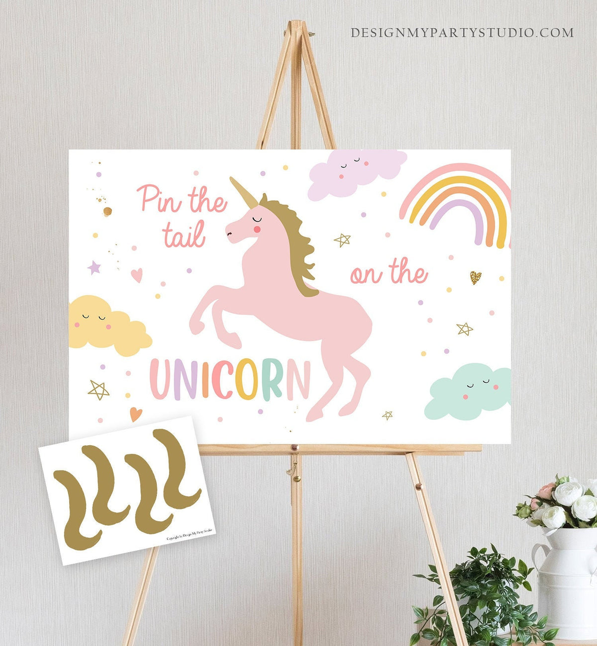 Pin the Tail on The Unicorn Party Game Unicorn Birthday Game Rainbow Birthday Activity Pastel Girl Instant Download Printable Digital 0426