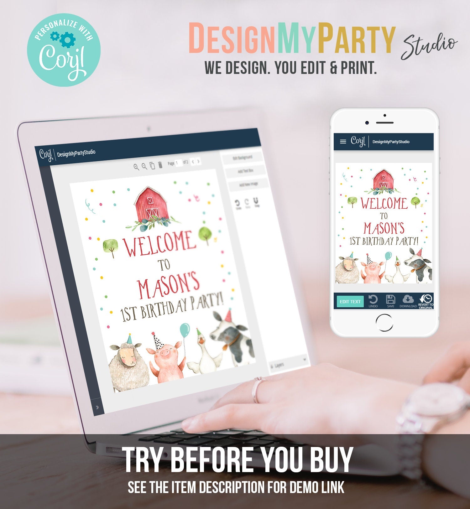 Editable Farm Birthday Welcome Sign Boy Barnyard Welcome Sign Party Animals Farm Animals Birthday Welcome Confetti Template PRINTABLE 0155