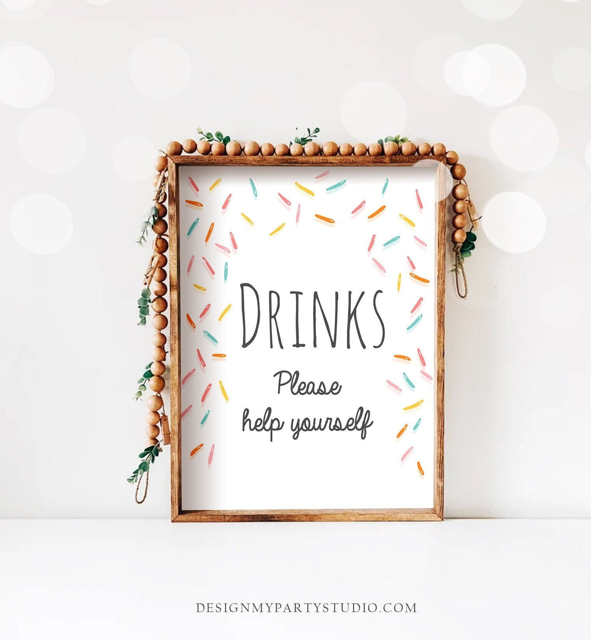 Drinks Sign Table Decor Baby Sprinkle Sign Gift Table Sprinkle Shower Table Sign Rainbow Gender Neutral Instant Download Printable 0216