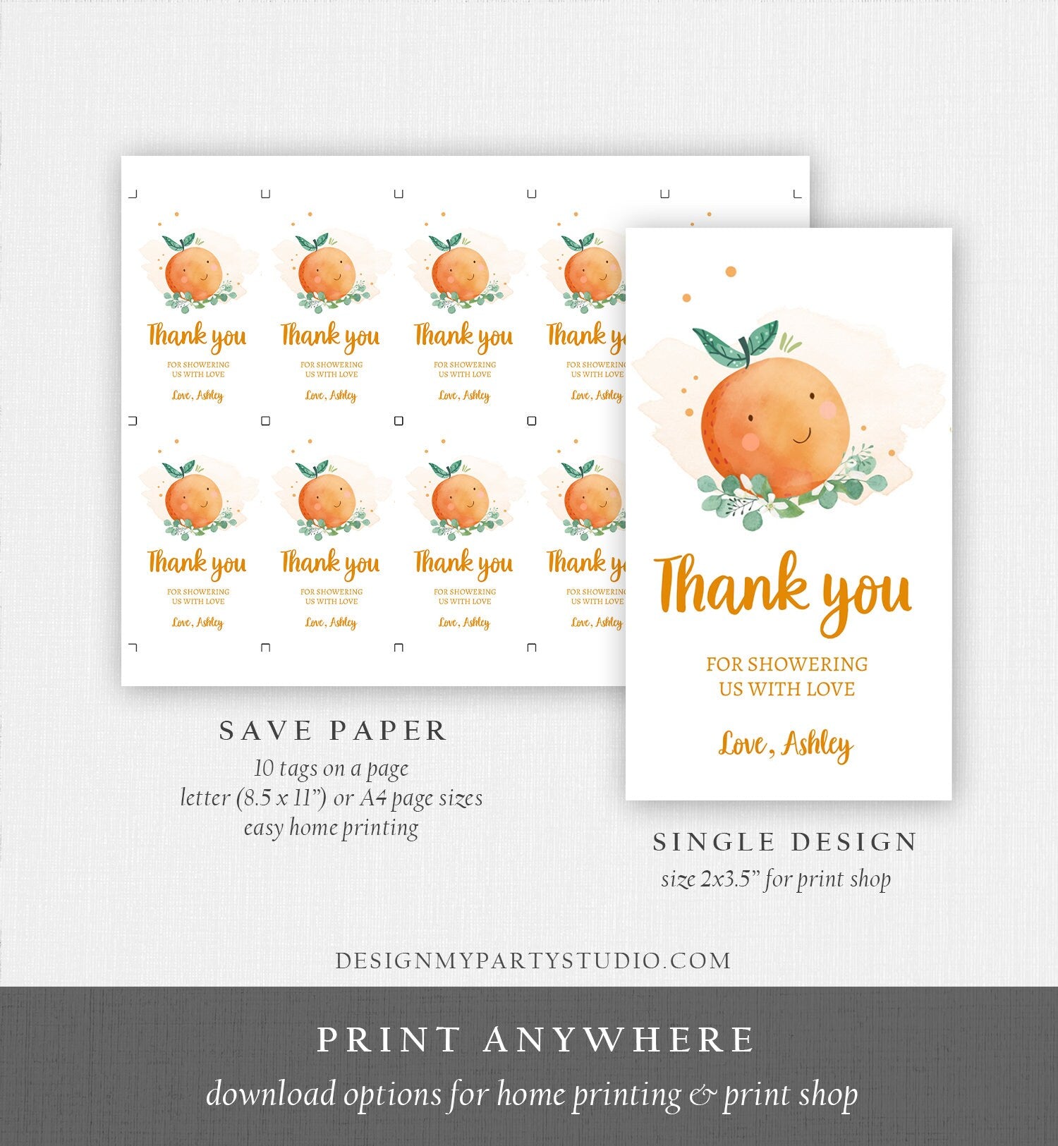 Editable A Little Cutie is on The Way Favor Tag Orange Clementine Baby Shower Cutie Gift Tag Neutral Download Template Printable 0430