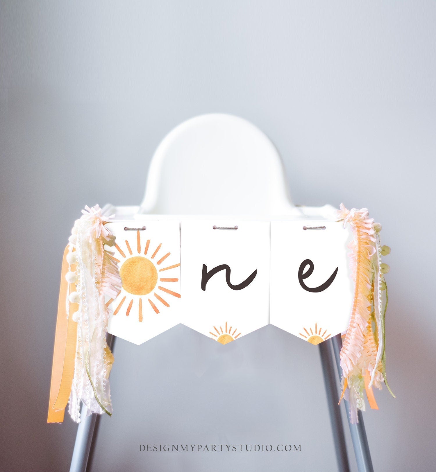 Sunshine High Chair Banner Little Sunshine Girl 1st First Birthday First Trip Around the Sun ONE Sunshine Party Decor PRINTABLE Digital 0431