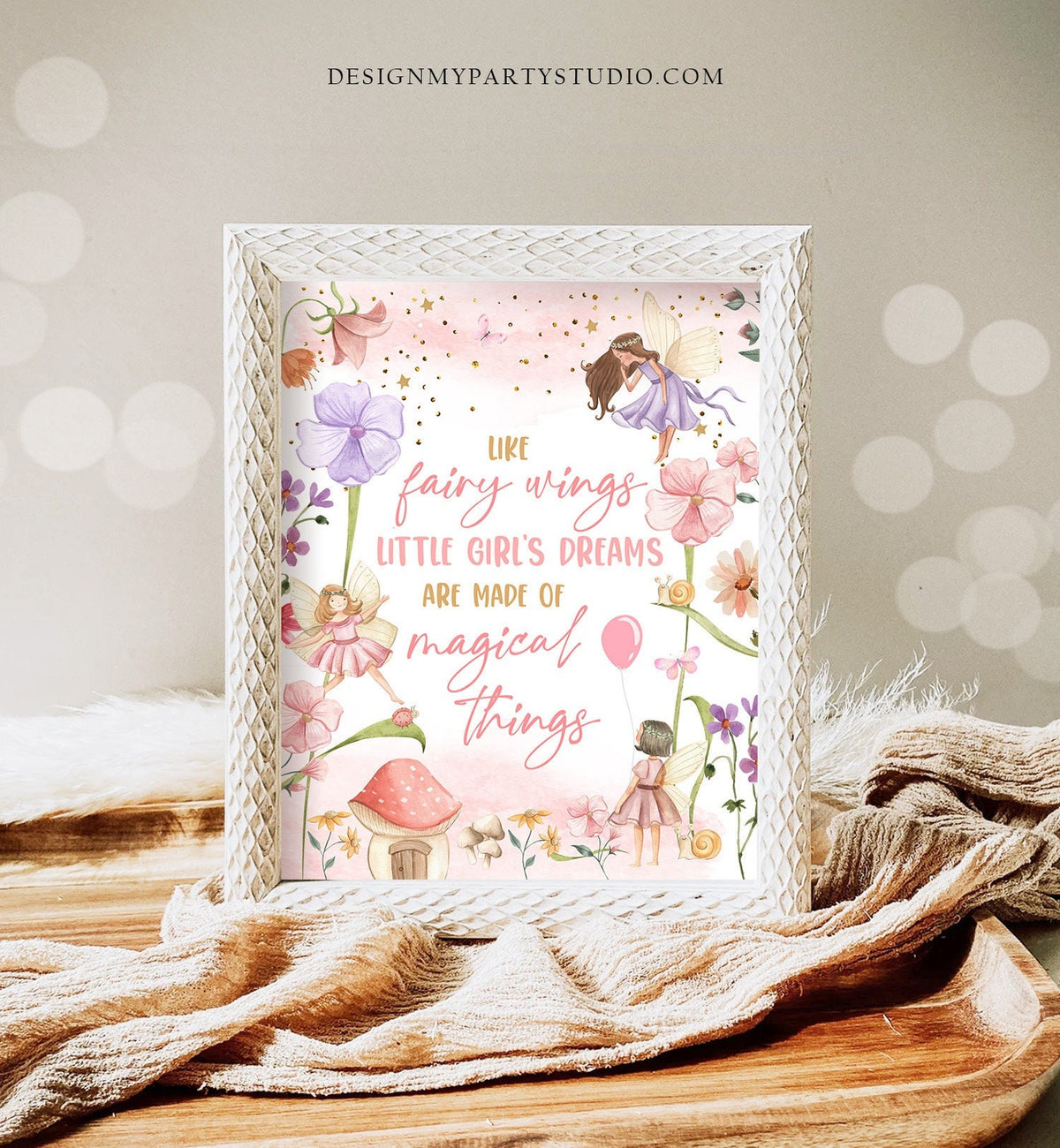 Fairy Birthday Party Sign Nursery Print Fairy Magical Fairy Garden Tea Party Favors Girl Table Sign Decor Instant Download Printable 0406