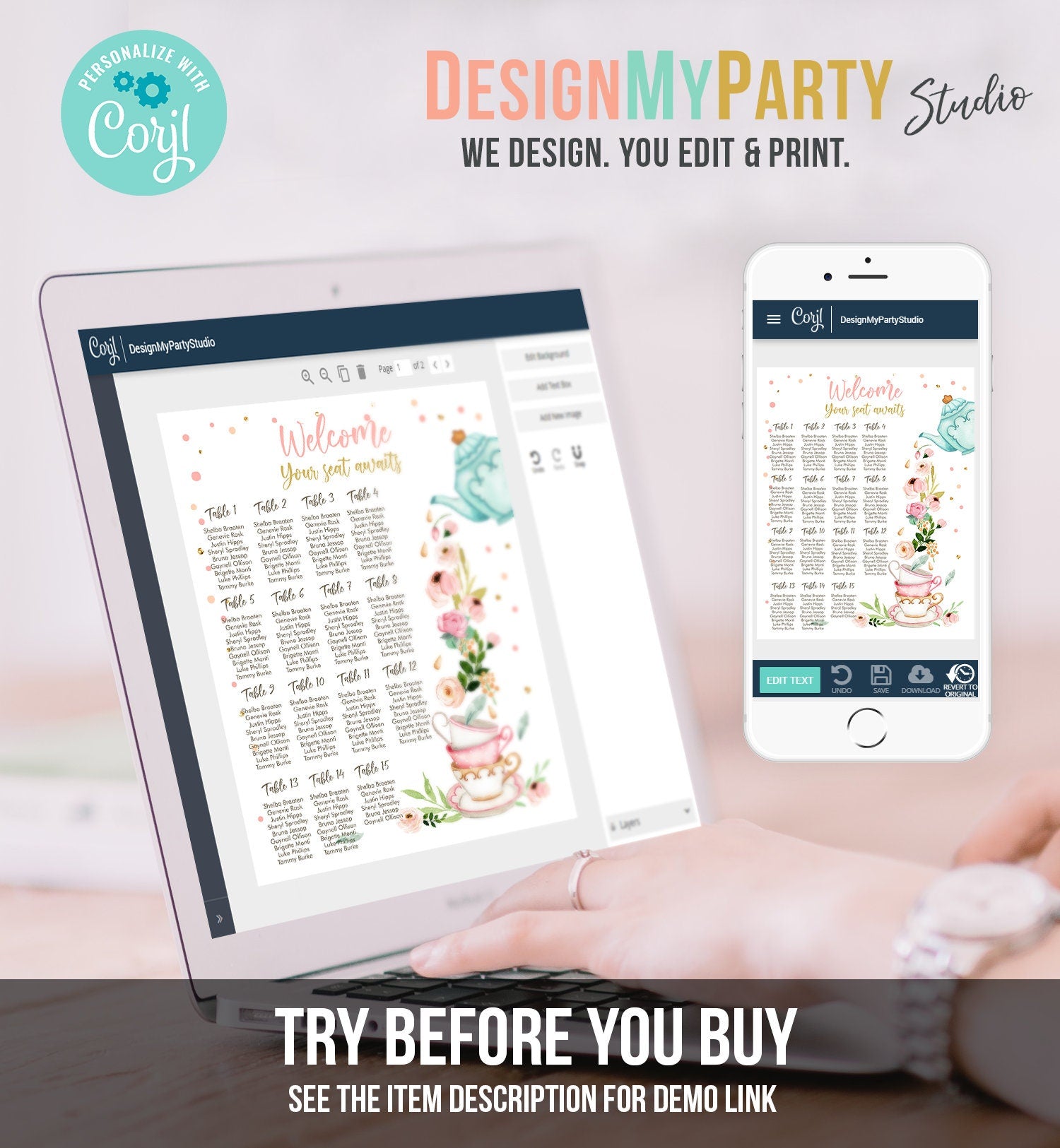 Editable Seating Chart Template Baby is Brewing Baby Shower Seating Sign Floral Tea Party Shower Digital Download Template Printable 0349