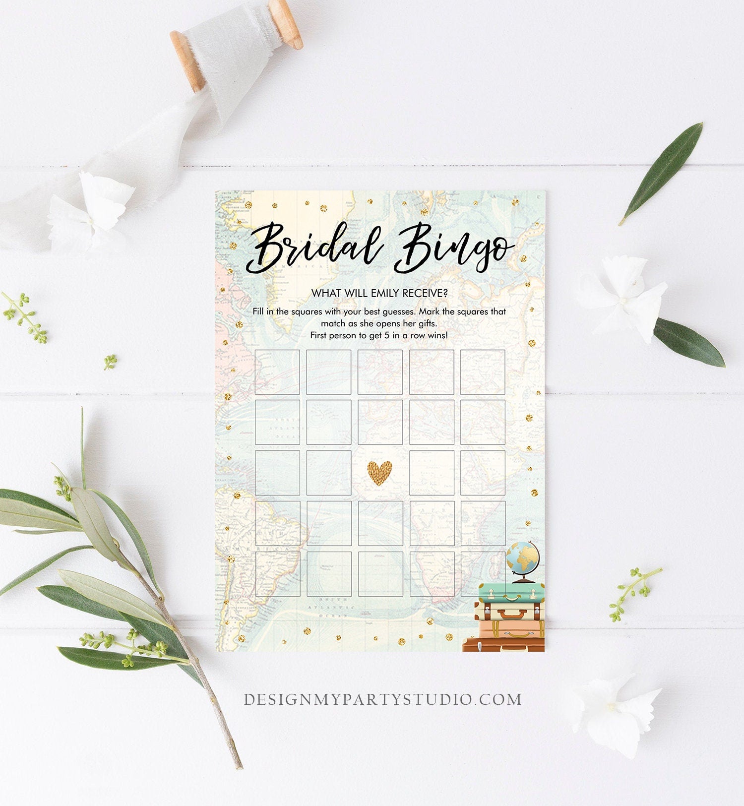 Editable Bridal Bingo Baby Shower Game Card Travel Adventure Journey Sprinkle Couples Activity Digital Download Template Printable 0263