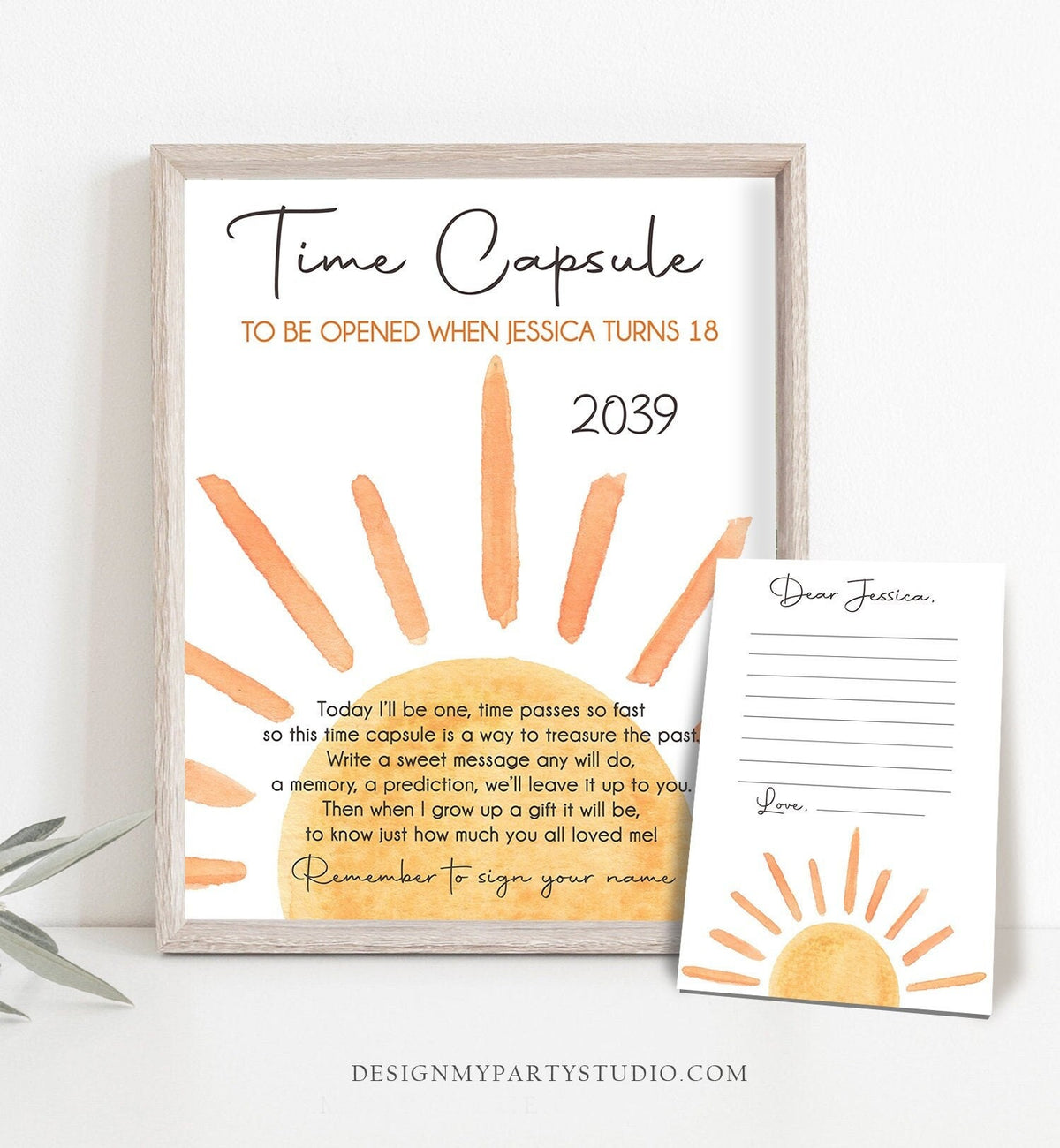 Editable Sun Time Capsule Boho Sun First Birthday Party Sunshine Birthday 1st Trip Around the Sun Guestbook Template Printable Corjl 0431