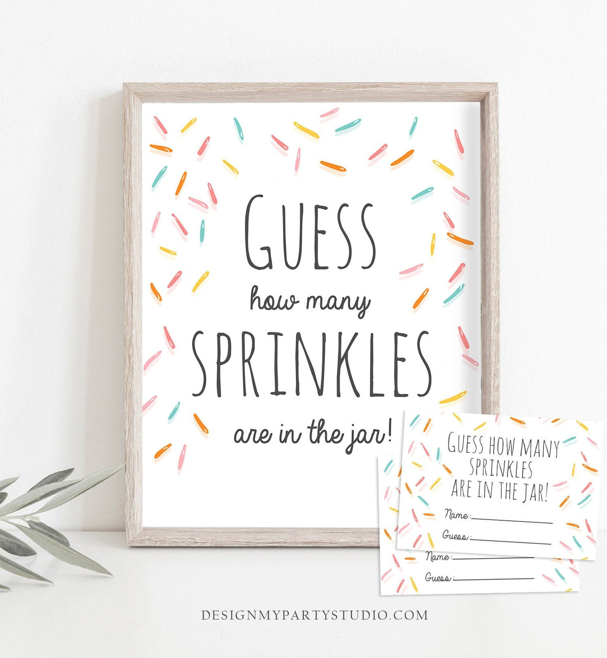 Game Guess How Many Sprinkles Are in the Jar Sprinkle Baby Shower Guessing Game Activity Sweet Candy Rainbow Instant Download Printable 0216