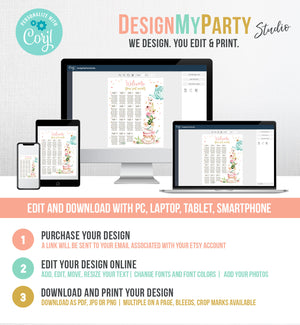 Editable Seating Chart Template Baby is Brewing Baby Shower Seating Sign Floral Tea Party Shower Instant Download Printable Corjl 0349