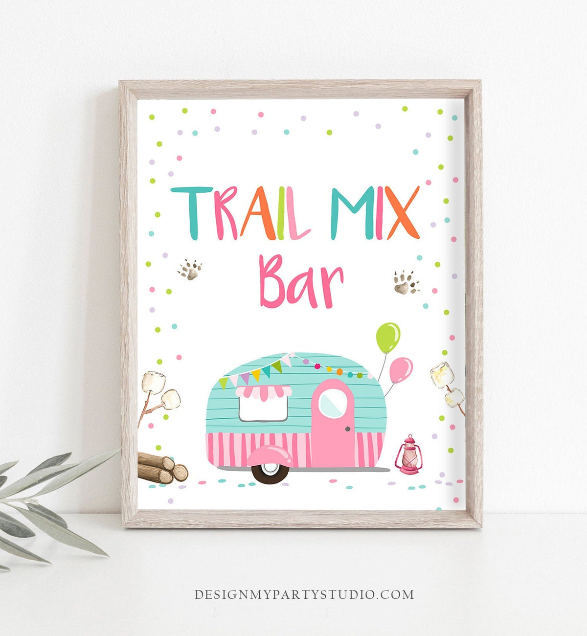 Trail Mix Bar Sign Happy Camper Birthday Sign Camper Decor Girl Glamping Camping Party Decor Food Table Sign Instant Download Printable 0342