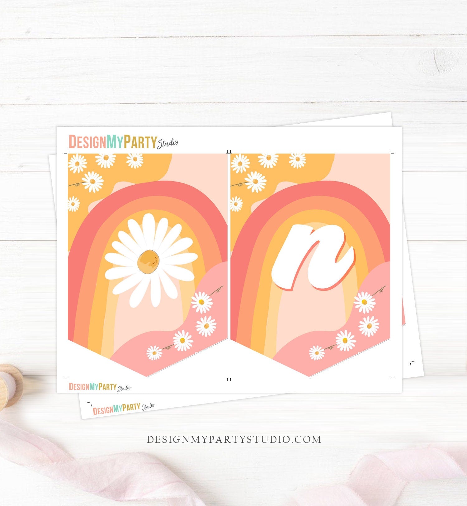 Retro Daisy High Chair Banner Groovy One Birthday Party 1st First Birthday Festival Hippie 70s ONE Floral Boho Decor PRINTABLE Digital 0428