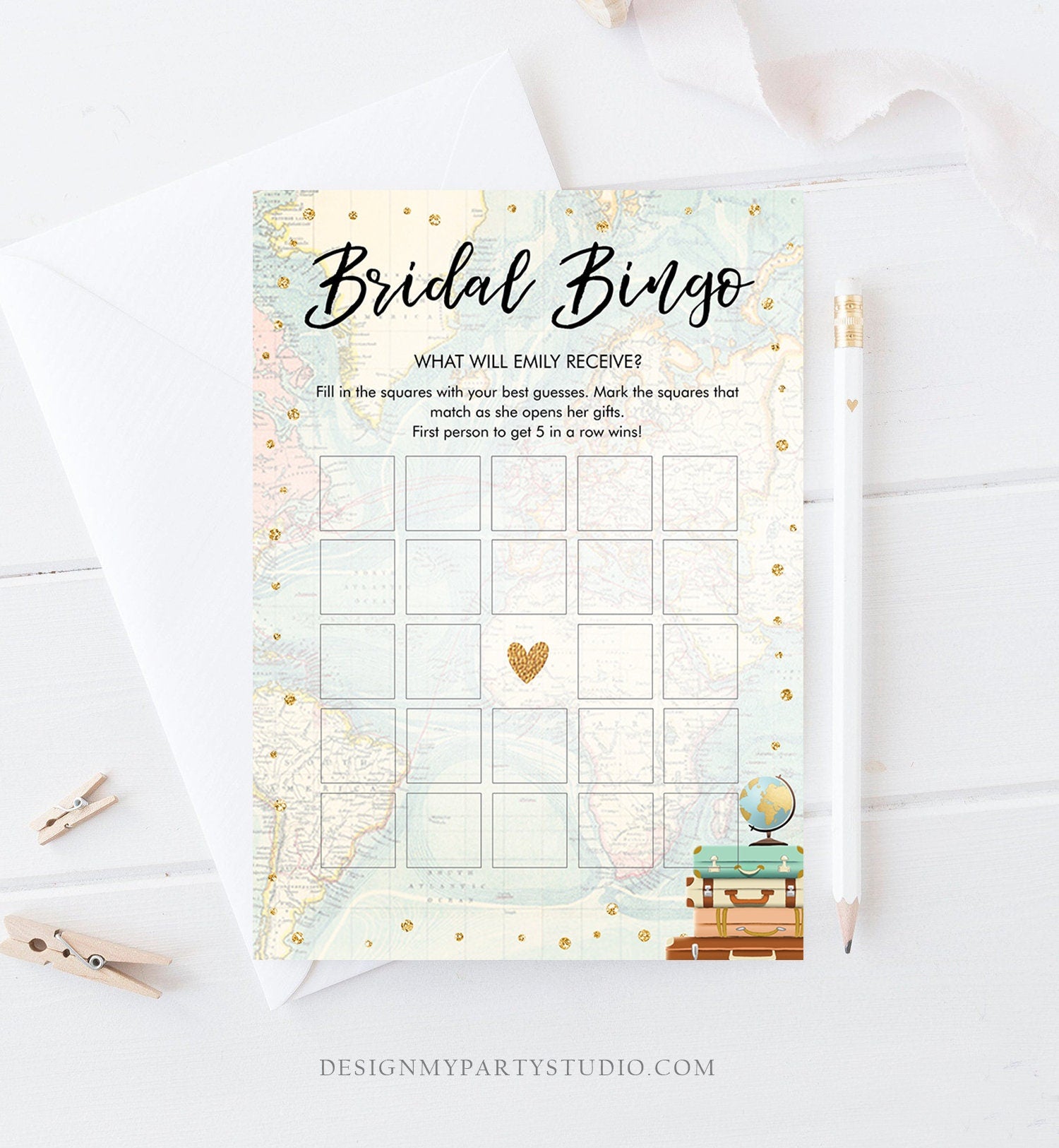 Editable Bridal Bingo Baby Shower Game Card Travel Adventure Journey Sprinkle Couples Activity Digital Download Template Printable 0263