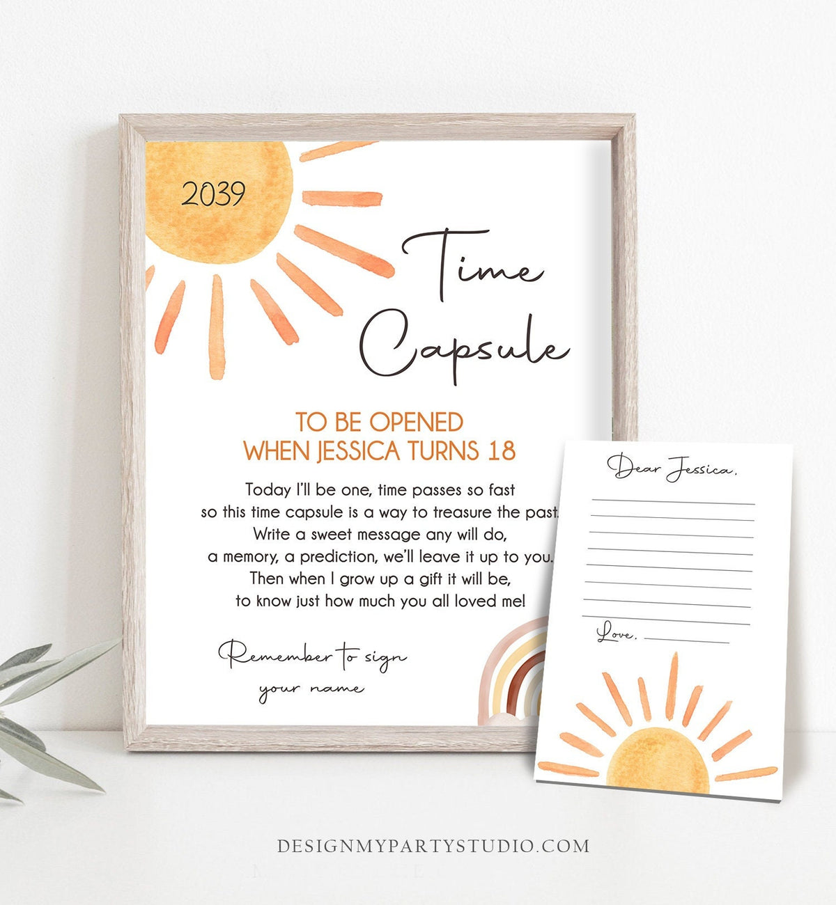 Editable Sun Time Capsule Boho Sun First Birthday Party Sunshine Birthday 1st Trip Around the Sun Guestbook Template Printable Corjl 0431