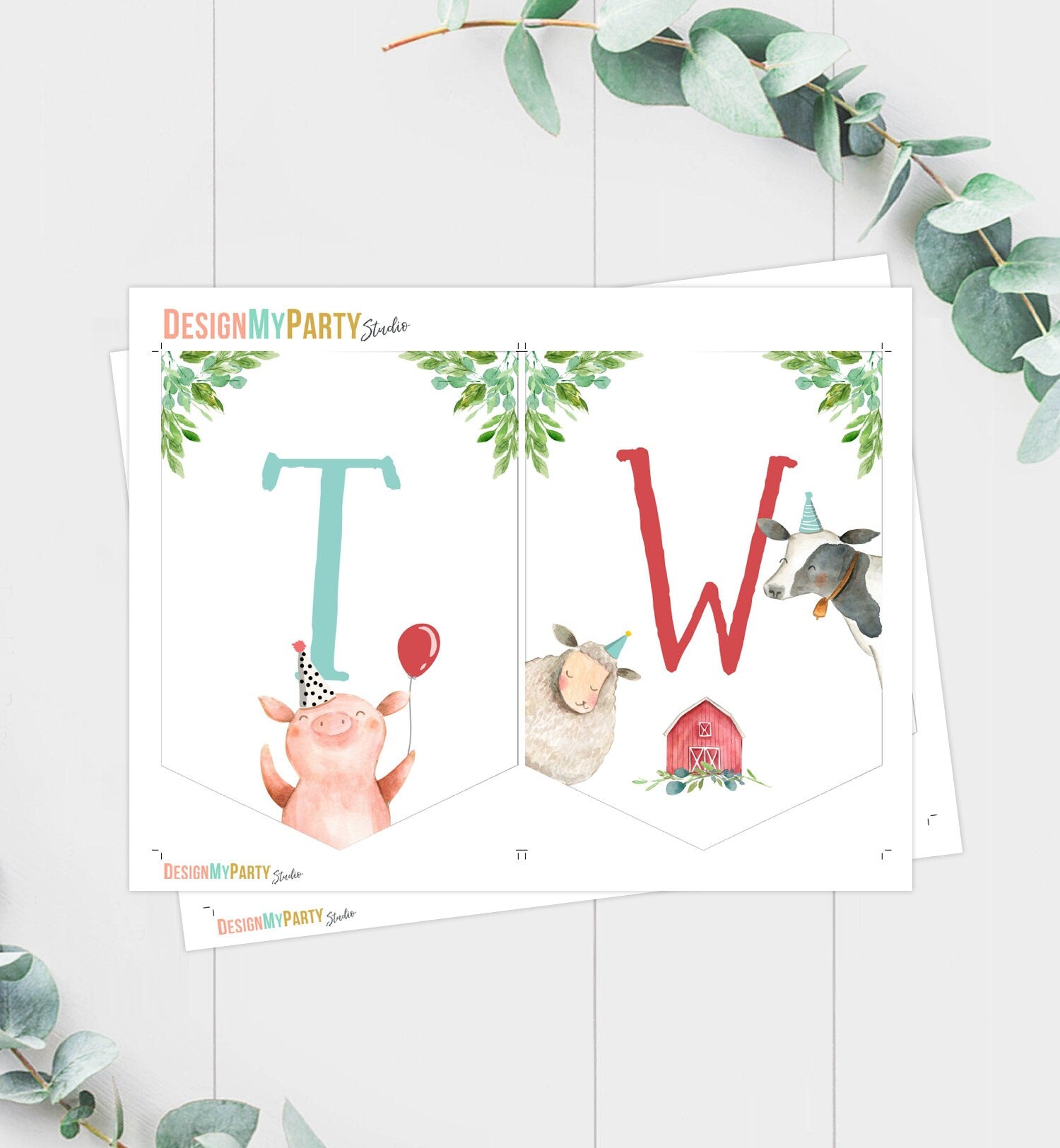 Farm High Chair Banner Farm 2nd Birthday Boy Farm Animals High Chair Banner TWO Barnyard Party Decor Party Animals PRINTABLE Digital 0155