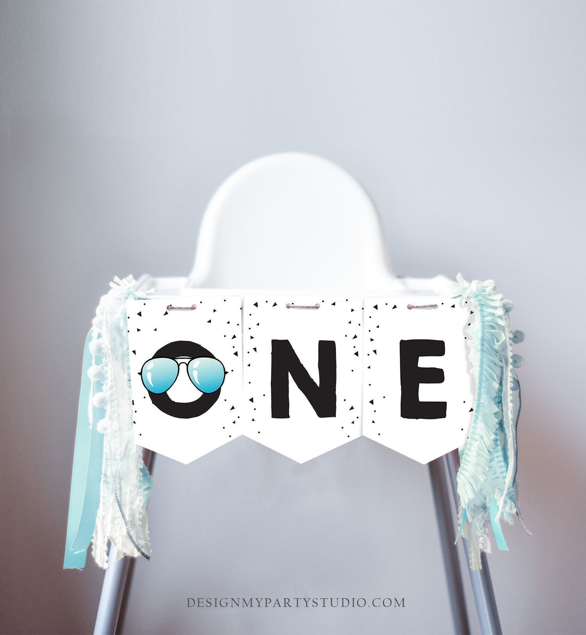 One Cool Dude High Chair Banner Sunglasses Palm 1st First Birthday Boy High Chair ONE Banner Party Decor Digital Download Printable 0136